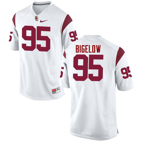 Men #95 Kenny Bigelow Jr. USC Trojans College Football Jerseys-White - Click Image to Close
